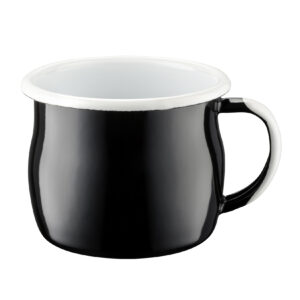 Kubek emaliowany wypukły czarny z Olkuskie Wyroby Emaliowane.