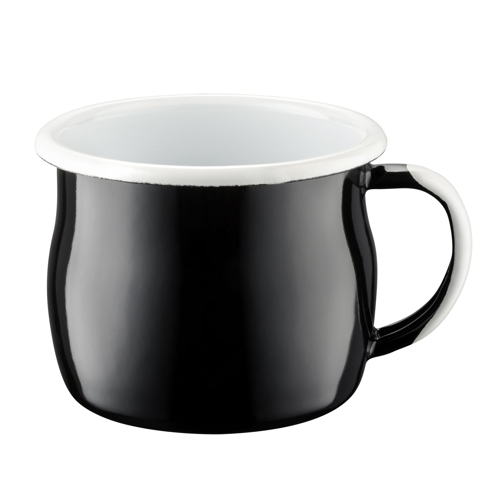 Kubek emaliowany wypukły czarny z Olkuskie Wyroby Emaliowane.