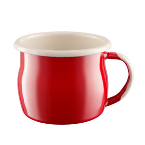 Kubek emaliowany wypukły Olkuskie Wyroby Emaliowane w kolorze czerwonym