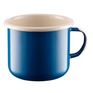 Kubek emaliowany klasyczny niebieski z manufaktury Olkuskie Wyroby Emaliowane.