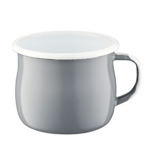 Emaliowany kubek szary wypukły beczuszka