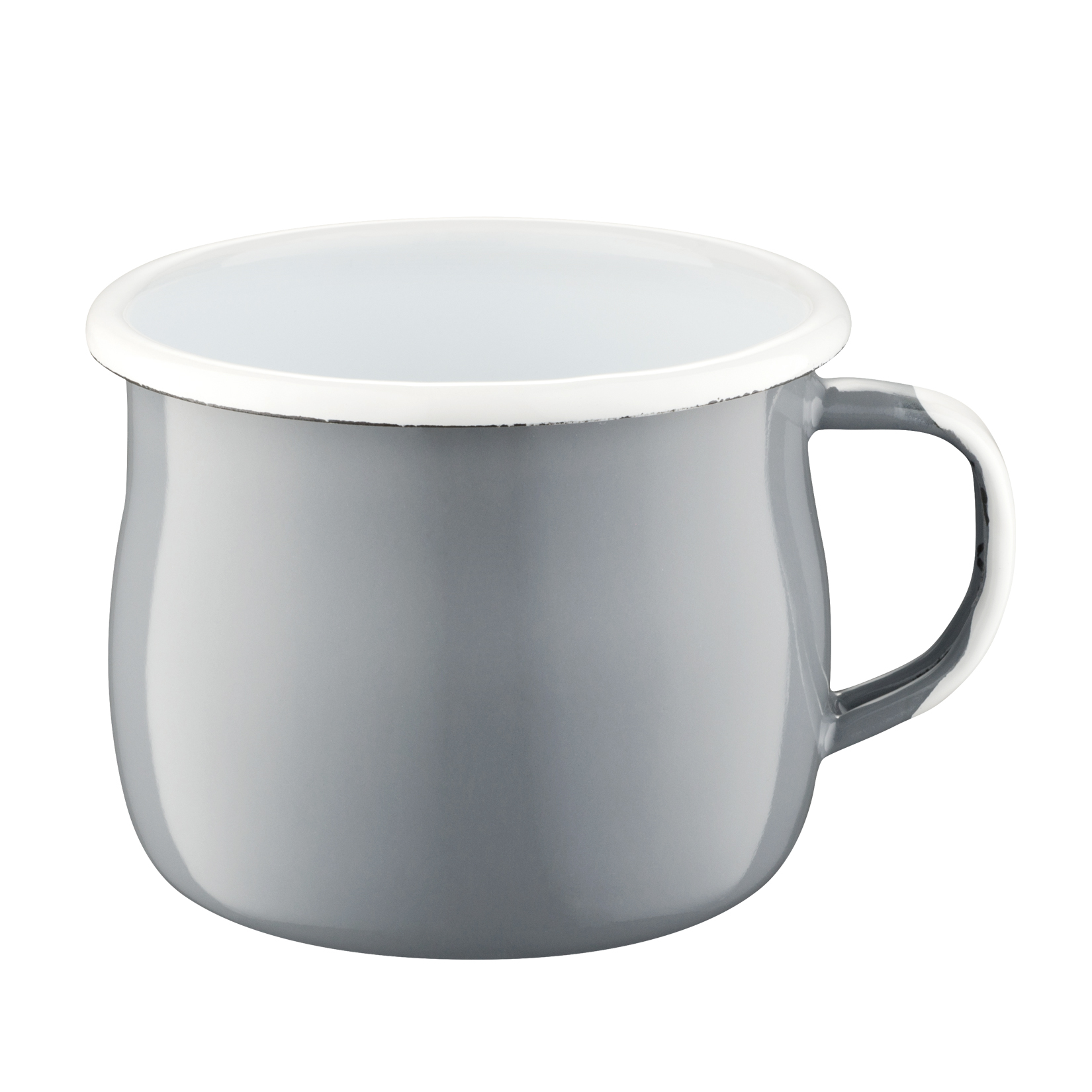 Emaliowany kubek szary wypukły beczuszka