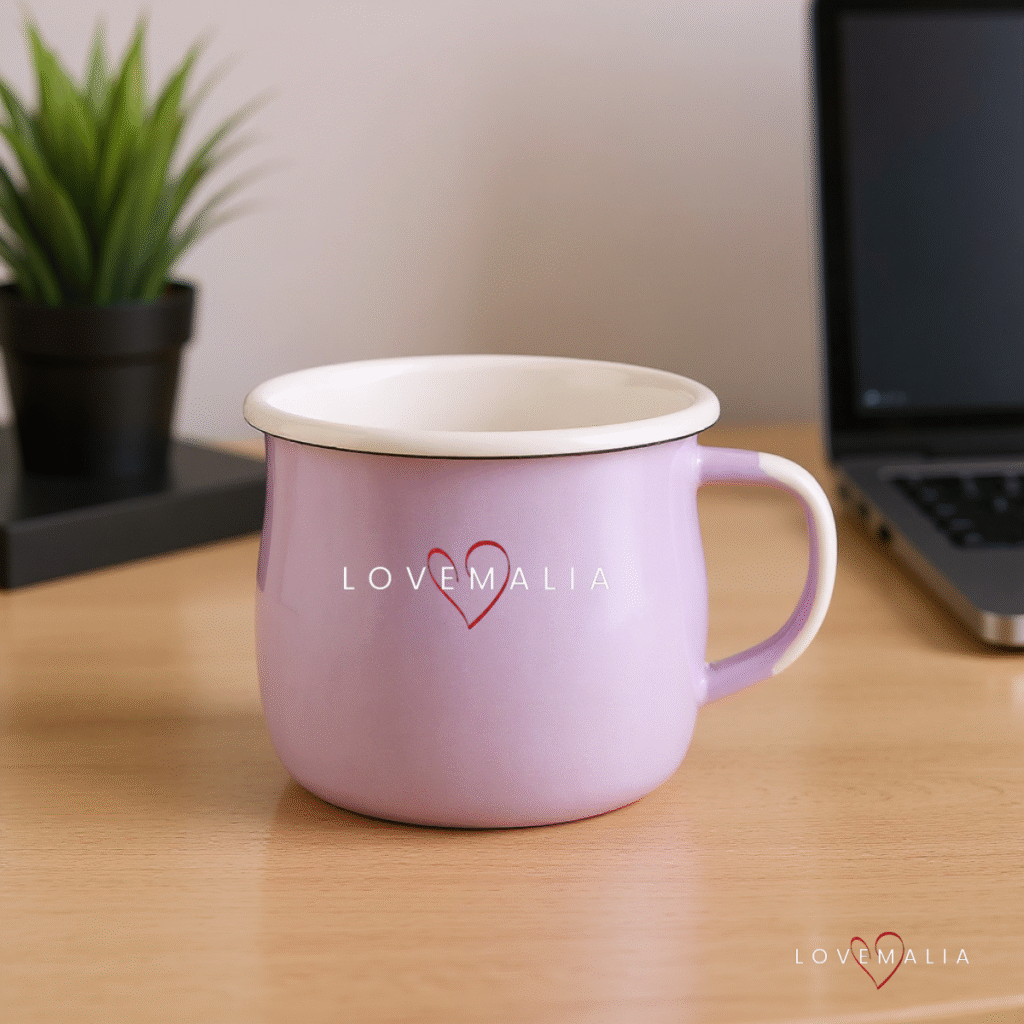 Kubek emaliowany z nadrukiem