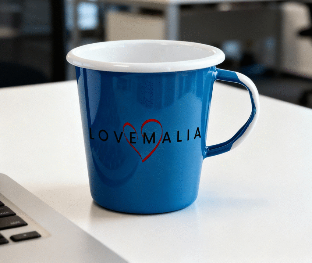 Kubek emaliowany z logo