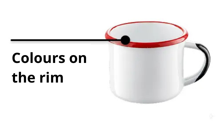 Colors on the rim enamel mugs