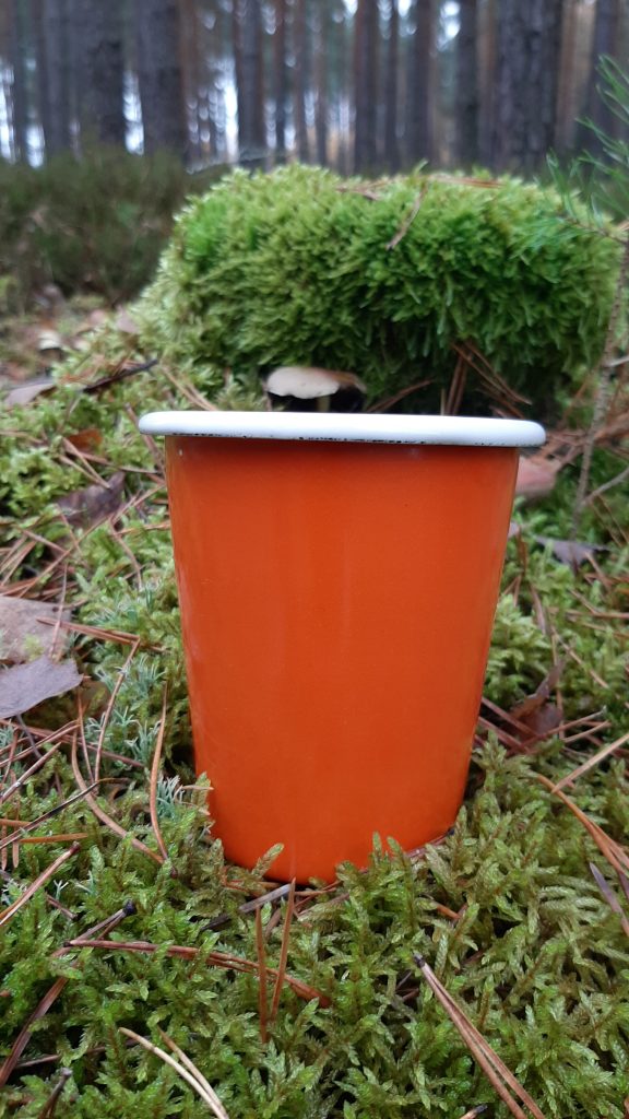 Kubek emaliowany grzyby las